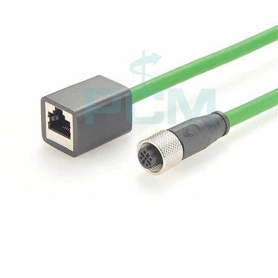Женский M12 D-код 4-контактный к RJ45 Profinet прямой удлинительный кабель